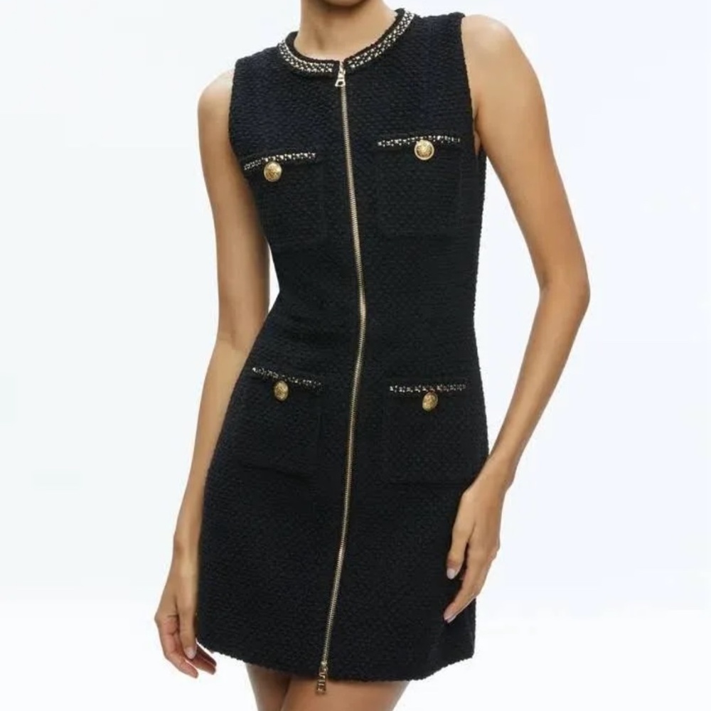 Alice + Olivia Lachlan Black Mini Dress Size 12